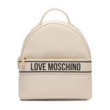 Love Moschino, Väska, Dam, Vit, ONE Size, Logo Lettering Ivory PU Ryggsäck