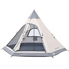 Skandika Tipi tält Lavvu 335 Protect | tält för 4 personer, 2 m ståhöjd, insytt tältgolv, 3 000 mm vattenpelare, UV 50+, festivaltält, indiantält, familjetält | Utomhus, camping, glamping