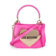 Love Moschino, Väska, Dam, Rosa, ONE Size, Läder, Fuchsia Hjärta Metall Clutch Väska