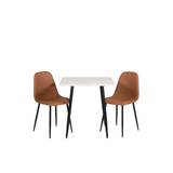 Venture Design Polar & Polar matgrupp Vit/brun 2 st stolar & bord 75 x 75 cm