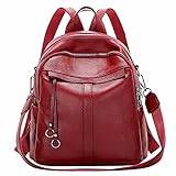 ASADFDAA ryggsäck för kvinnor Kvinnor Ryggsäck Äkta Läder Knapsack Convertible Shoulder Bags Casual Schoolbag Teen Mode Kvinna Back Väska (Color : Wine Red)