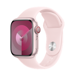 Apple Watch Series 9 (GPS + Cellular) • 41 mm aluminiumboett rosa • Sportband ljusrosa – M/L