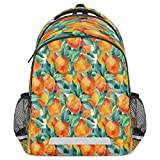 Fruktorange skolryggsäck för flickor pojkar, akvarellmålning lätt skolbokväska med reflekterande remsa axelväska ledig resa laptopväska, Frukt orange, 11.6 ( L ) x 6.8 ( W ) x 16.7 ( H ) inches