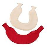 U-formad hals varmvattenflaska dubbel stickad isolering gummi varm varmvattenflaska (rött omslag)
