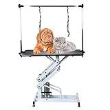 Lyftande skönhetsbord Husdjur Hund Katt Trimbord, Pmed justerbar arm Hundfrisörstation, för små och medelstora hundar