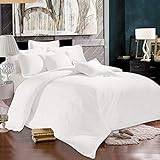 Sapphire Collection Egyptisk bomull 500 TC hotell vita sängkläder set påslakan med Oxford stil örngott par Double Vitt