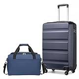 Kono Bagageset, handbagage, kabin, bagage, medium, resväska, stor checkväska, resväska, med TSA lås, hårt skal, ABS resväska med Ryanair, undersäte, kabinväska 40 x 20 x 25, Marinblått Xsp, 19 Inch
