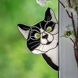 Funny Cat Decor - Peeping Cat, Funny Window Corner Decor, Funny fönsterhörndekor i målat glas, Cat Sticker, Lovely Unique Cat Suncatcher (Color : G)