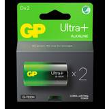 GP Ultra Plus Alkaline D-batteri, 13AUP/LR20, 2-pack