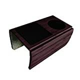 EUNEWR Sofatbricka av bambu, soffbord för armstöd med halkskydd, soffhylla flexibel för soffa, rundade och fyrkantiga armstöd (mörkbrun)