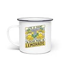 Life Is Short Drink More Citronad Limonad Limonadstand – Emalj kopp – en storlek – vit