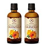 Calendula Oil 200ml - 100% Pure & Natural - Marigold Oil - Benefits for Skin - Hair - Face - Body - Great for Massage - 2x100ml Glass Bottle