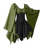 Traditionell irländsk klänning för kvinnor medeltida renässanskostym, utsvängda ärmar, korsett för halloween, viktoriansk prinsessklänning