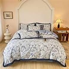 Retro Floral Bedding Set Cotton, Bed Sheets Set Soft Duvet Cover Bed Linen Pillowcase 200 * 230cm(4PCS)