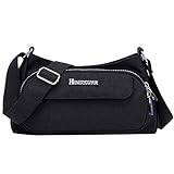 Daglig nylon axel elegant kvinnor shopping handväska väska messengerväskor läder datorväska för män, Svart, En storlek