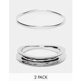 ASOS DESIGN – Silverfärgade, tunna armband med rundad design, 2-pack - No Size