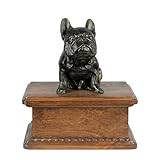 Art-Dog Urna för hundaska - Handgjorda minnesmärken med kallgjuten bronsstaty - Custom Pet Memorial Urna för husdjurets namn, datum och skulptur – 8,3x11,4x4,3” – Fransk bulldog