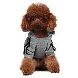 Mode hund huvtröja hundkläder streetwear ren bomull sweatshirt hund katt valp liten medelstor modeoutfit (grå, M)