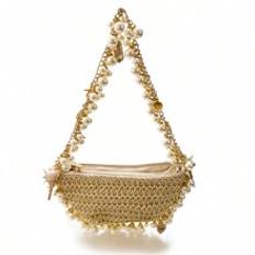European And American Niche Fairy Vintage Braided Woven Conch Pearl HandbagTready Bride Bag, Perfect For Party,Wedding, Prom,Dinner/Banquet, Matching