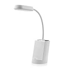 ZXSXDSAX Bordslampa Gooseneck, dimbar böjbar bordslampa - USB-laddningsport, uppladdningsbar, ögonkrokbordslampor, multifunktionsläsningsljus, lätta ögonvårdsljus för läsning(Color:White)