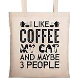 I Like Coffee My Cat And Maybe 3 Personer, naturlig ekologisk bomull tygväska beige, BEIgE, En Storlek