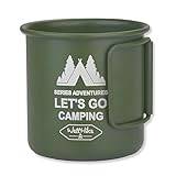 Lovehomily 300ML Picknickredskap Aluminiumlegering Camping Vattenkopp Vikbart handtag Travel Coffee Cup Ultralätt utomhusköksutrustning (Army Green)