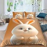 EsaSam Söt kanin sängkläder set påslakan barn 3D täcke skydd för pojkar, flickor och tonåringar, örngott med dragkedja tredelat påslakan dubbel (200 x 200 cm)
