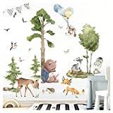 Grandora XXL väggklistermärke set skogsdjur djur väggtatuering träd baby barnrum DL799-5