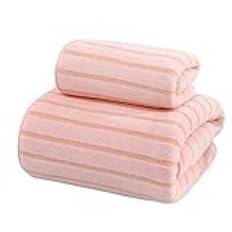 ZXSXDSAX Handduk Blue Stripe Large Bath Towel Gentle Soft Facial Towel Bathroom Adult Ladies Towel Set(Color:Pink,Size:35 * 75cm)
