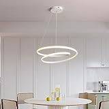 White Modern Chandelier Light Silica Gel Linear Ceiling Chandelier Aluminum Pendant Lamp Minimalist Hanging Lamp Dimmable Brightness & 3000/4500/6000K 3 Color for Living Room Kitchen Dining WANGLL