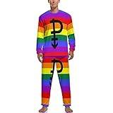 Pansexuell flagga LGBT Pride herrpyjamas set långärmad rund hals nattkläder mjuka myskläder pyjamas set L