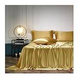 Pure Silk Flat Sheet Twin Queen King Size Hotel Luxury 6A+ Silk Sängkläder Platt Lakan Premium Ultra Mjukt, Andas lättskött - endast 1 platt lakan (Color : Yellow, Size : 230x250cm)