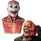 Den senaste skelettbiokemiska masken för 2021 Halloween dödskallemask – 3D dödskallemask med rörlig käk, skelett huvudbonad läskig, hemskt skelett bioman, realistisk cosplay skrämmande halloweenmask (dubbelmask)