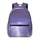AkosOL Lightning Storm snygg och lätt ryggsäck, bekväm att bära, design med flera fickor, 23 l kapacitet, uppfyller enkelt dina dagliga behov, Svart, One Size