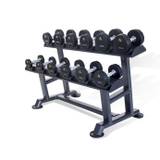 Physical Company PU Dumbbell Sets With Saddle Racks - 6 Pair (4kg-15kg) 2 Tier Rack