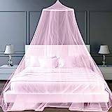 Myggnät, säng för dubbelsäng, myggnät, för barnsäng, hus, universellt myggskydd, runt nätgardin, utomhus, myggnät, resa, camping, sänghimmel, stort myggnät för enkelsäng (rosa)