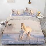 White Horse Super King påslakan – kollapsa sängkläder set 3 st mjukt andningsbart borstat mikrofiber påslakan med dragkedja och 2 örngott 50 x 75 cm