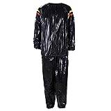 Generic Sauna Sweat Suit for Women & Men Exercise Weight Loss Gym Fitness Workout Anti-Rip Top and Pant Full Body,Black H,L