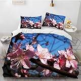 Super King Size påslakan sängkläder med dragkedja andningsbart allergivänligt mikrofiberpåslakan 260 x 220 cm (102,3 x 86,6 tum) + 2 örngott 19,7 x 29,5 tum (50 x 75 cm) rosa blommor