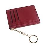 OBiQuzz unisex liten plånbok plånbok nyckelfodral dragkedja plånbok korthållare liten plånbok, vin, Einheitsgröße