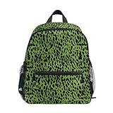 Retro grön leopardfläck småbarn ryggsäck med namnetikett, barnryggsäck för daghem, resor, skola, flerfärgad, S