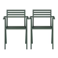 NINE - 19 Outdoors - Stacking Arm Chair Set of 2, Green - Matstolar utomhus