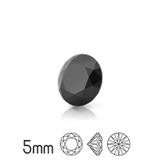 Kubisk zirkonia, 5mm, Preciosa round brilliant cut, Black (svart), 2/10st