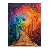 Artery8 Rainbow Cloud Portal Heaven Stairway Fantasy Art For Living Room Extra Large XL Wall Art Poster Print
