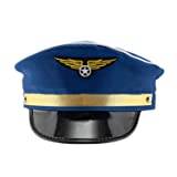 LEEMASING Vuxen marin pilot flygbolag kapten hatt flygplan flygplan flygplan halloween kostym keps för fest halloween cosplay tillbehör (blå)