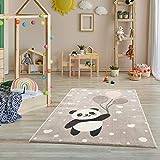 Matta för barnrum – mattor för barnrum, barnmatta, barnmatta, björn, panda, prickar, hjärta, ballong – gräddvit-beige – storlek – 80 x 150 cm