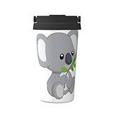 Koala Eat Leaf tryck isolerad kaffekopp tumbler, återanvändbar kaffe resemugg för att hålla varm/is kaffe te öl