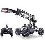 RC Robot Gripper Arm Aluminum Alloy Remote Control Gripper Tank Tracked Robot With Programmable 2.4Ghz Wheels DIY Building Robot Arm Toy For Indoor And Outdoor,Passion33