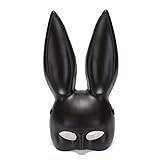 Bunny Mask Svart Kanin Djur Halv Ansiktsmask Maskerad Mask för Kvinnor Dam Cosplay Halloween Party Kostym Tillbehör One Size