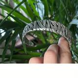 Retro Irregular Geometric Stripes Metal Cuffs Open Bracelet Domineering Men's Personality Fashion Silver Color Bracelet Jewelry